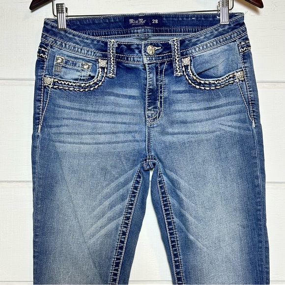 Miss Me Bootcut Medium Wash Jeans Sz28 Y2K Western Mid Rise - Picture 3 of 13